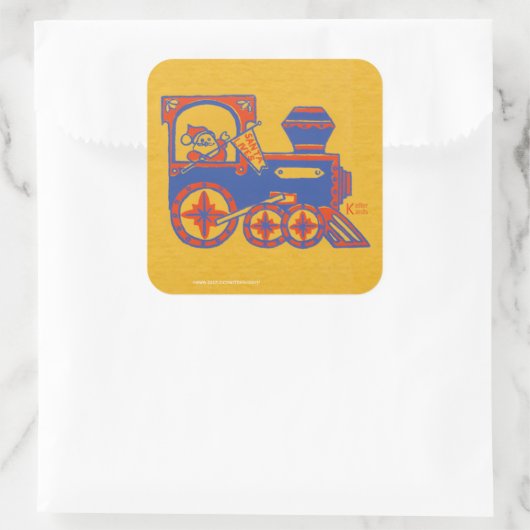 Santa Train Quadratischer Aufkleber (Tasche)
