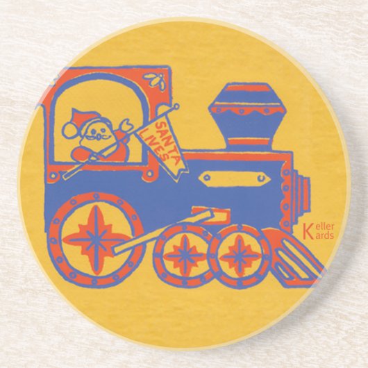 Santa Train Sandstein Untersetzer (Vorne)