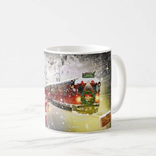 Santa Train Tasse, Weihnachten Tasse, Weihnachtszu Kaffeetasse (VorderseiteRechts)