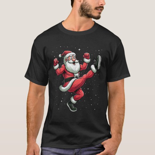Santa Training Gym Fitness Workout Weihnachten T-Shirt (Vorderseite)