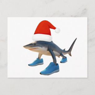 Santa Tralalero Tralala – Hai in Santa-Mütze Feiertagspostkarte