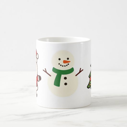 Santa, Tree & Snowman Christmas Mug Kaffeetasse (Mittel)