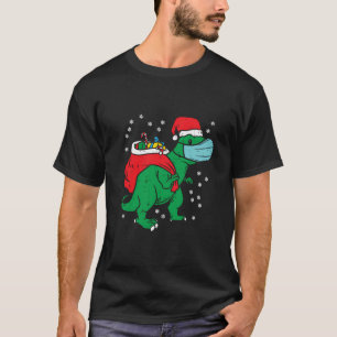 Santa Trex Dinosaurier in Mask Christmas Quarantän T-Shirt