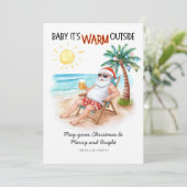 Santa Tropical Beach Vacation Christmas Feiertagskarte (Stehend Vorderseite)
