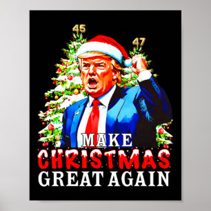 Santa Trump 45-47 Weihnachten Pajamas Make Christm Poster