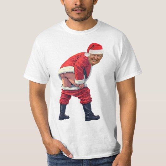 Santa Trump baut die Mauer T-Shirt (Vorderseite)
