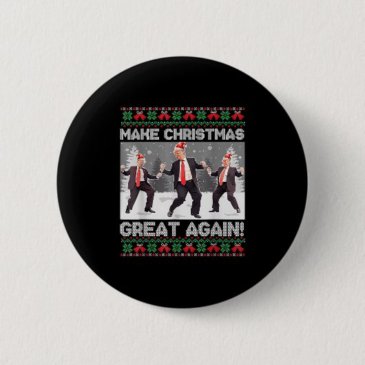Santa Trump Dance Make Christmas Great Again Ugly Button (Vorderseite)