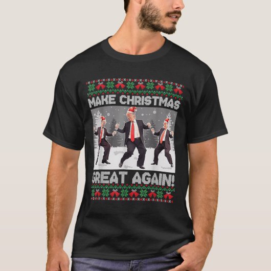 Santa Trump Dance Make Christmas Great Again Ugly T-Shirt (Vorderseite)