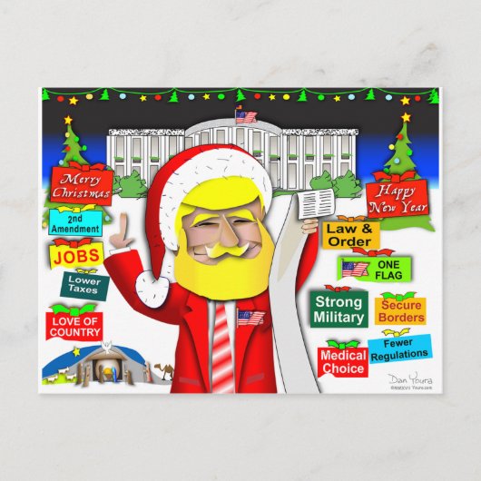 Santa Trump Ho Ho Ho Feiertagspostkarte (Vorderseite)