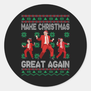 Santa Trump-Tanz macht Weihnachten wieder großarti Runder Aufkleber