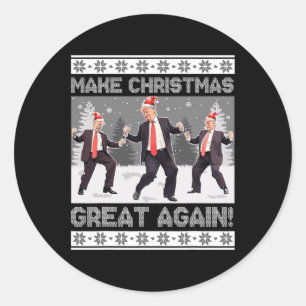 Santa Trump-Tanz macht Weihnachten wieder großarti Runder Aufkleber