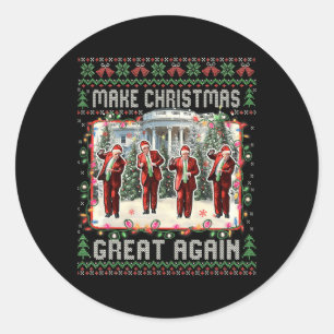 Santa Trump-Tanz macht Weihnachten wieder großarti Runder Aufkleber