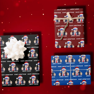 Santa Trump Weihnachten wieder großartig Weihnacht Geschenkpapier Set