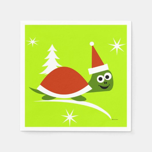 Santa Turtle Christmas Paper Party Napkins Serviette (Vorderseite)