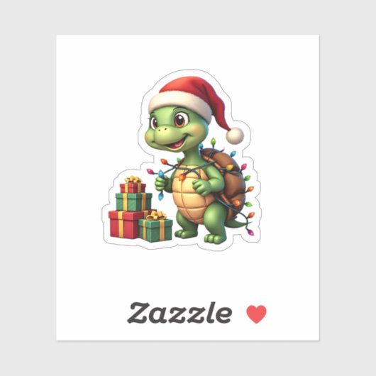 Santa Turtle Christmas Ugly Sweater Funny Holiday  Aufkleber (Blatt)