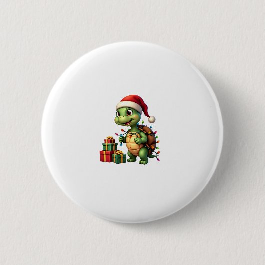Santa Turtle Christmas Ugly Sweater Funny Holiday Button (Vorderseite)