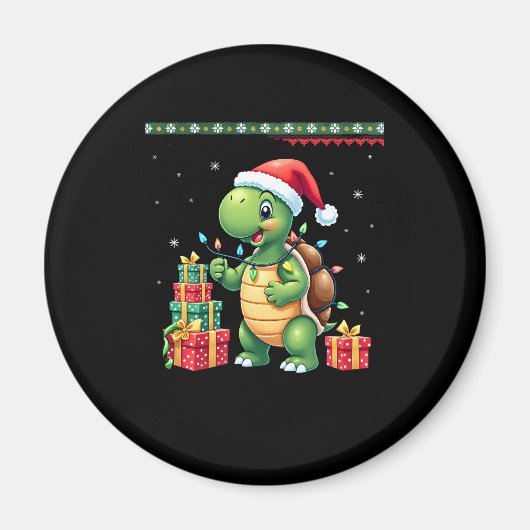 Santa Turtle Christmas Ugly Sweater Funny Holiday  Magnet (Vorne)