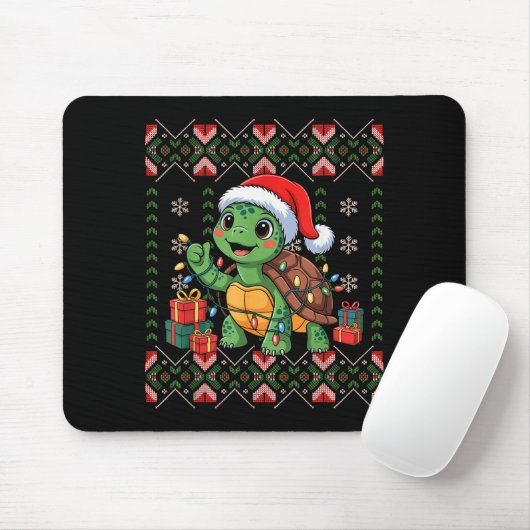 Santa Turtle Christmas Ugly Sweater Funny Holiday  Mousepad (Mit Mouse)