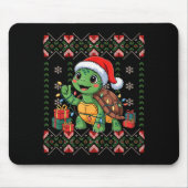 Santa Turtle Christmas Ugly Sweater Funny Holiday  Mousepad (Vorne)
