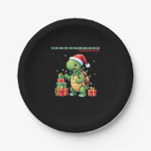 Santa Turtle Christmas Ugly Sweater Funny Holiday Pappteller (Vorderseite)