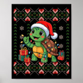 Santa Turtle Christmas Ugly Sweater Funny Holiday Poster (Vorne)