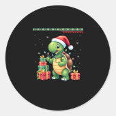 Santa Turtle Christmas Ugly Sweater Funny Holiday Runder Aufkleber (Vorderseite)