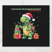 Santa Turtle Christmas Ugly Sweater Funny Holiday Schaumweinetikett (Einzelnes Label)