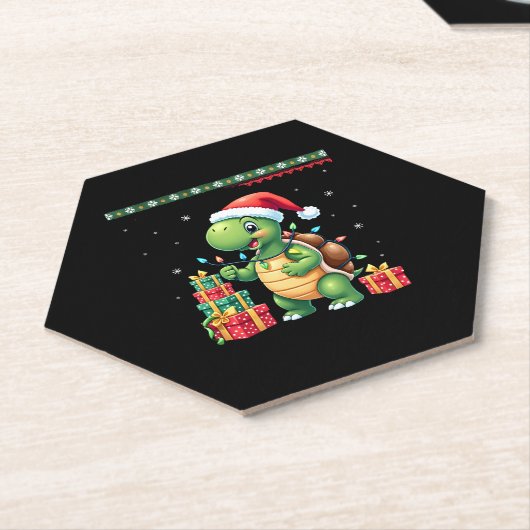 Santa Turtle Christmas Ugly Sweater Funny Holiday  Untersetzer (angewinkelt)