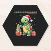 Santa Turtle Christmas Ugly Sweater Funny Holiday  Untersetzer (Vorderseite)