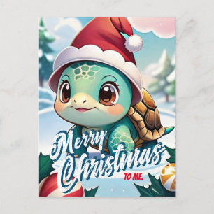 Santa Turtle Frohe Weihnachten für mich Gruß Postkarte