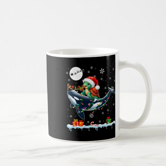 Santa Turtle Riding Orca Rentierfisch Kaffeetasse (Rechts)