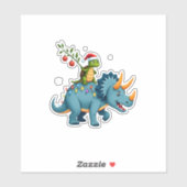 Santa Turtle Riding T-Rex Reindeer Christmas Light Aufkleber (Blatt)