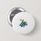 Santa Turtle Riding T-Rex Reindeer Christmas Light Button (Vorne & Hinten)