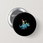 Santa Turtle Riding T-Rex Reindeer Christmas Light Button (Vorne & Hinten)