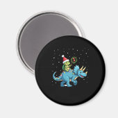 Santa Turtle Riding T-Rex Reindeer Christmas Light Magnet (Vorderseite/Rückseite)