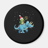 Santa Turtle Riding T-Rex Reindeer Christmas Light Magnet (Vorne)