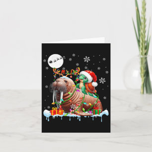 Santa Turtle Riding Walrus Rentiere Weihnachtssee Karte
