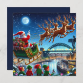 Santa über dem Toon Feiertagskarte (Vorne/Hinten)