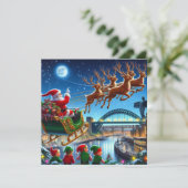 Santa über dem Toon Feiertagskarte (Stehend Vorderseite)