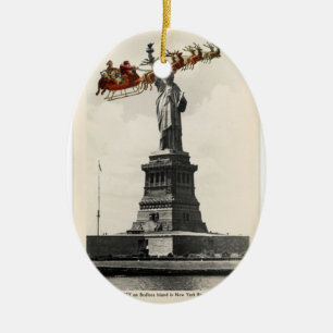 Santa über New York Amerikanischer Weihnachtsschmu Keramikornament