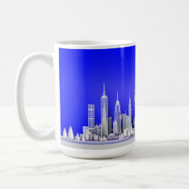 Santa über New York City Weihnachtsblauer Becher Kaffeetasse