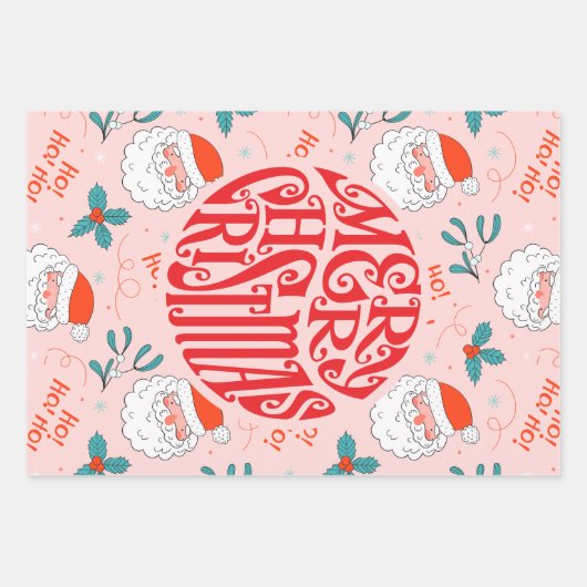 Santa überall drucken Joful Greetings Collection Geschenkpapier Set (Vorderseite 2)