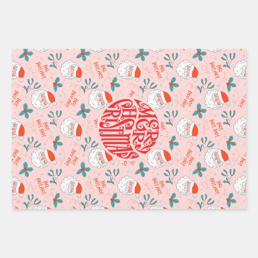 Santa überall drucken Joful Greetings Collection Geschenkpapier Set (Vorderseite)