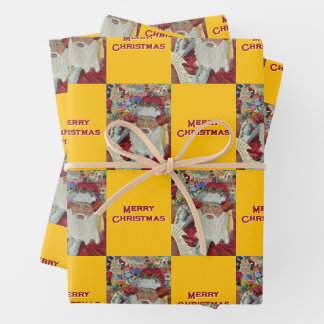 Santa überprüft es zweimal frohe Weihnachten Gold Geschenkpapier Set