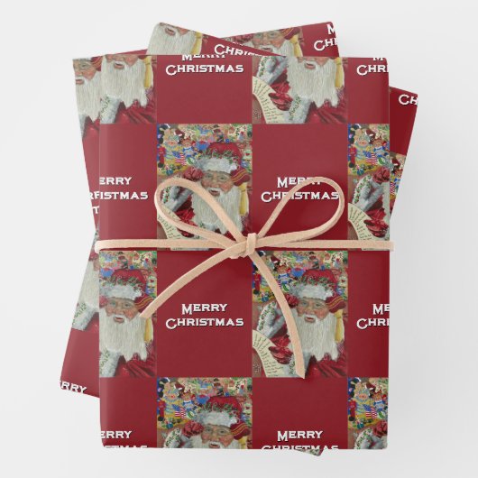 Santa überprüft es zweimal frohe Weihnachten Red. Geschenkpapier Set (Beispiel)