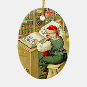 Santa überprüft seine Liste Keramikornament