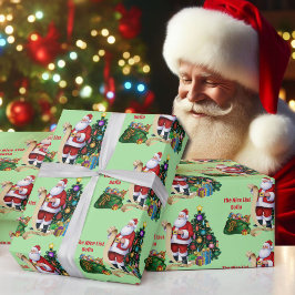 Santa überprüft seine Liste personalisieren den Na Geschenkpapier
