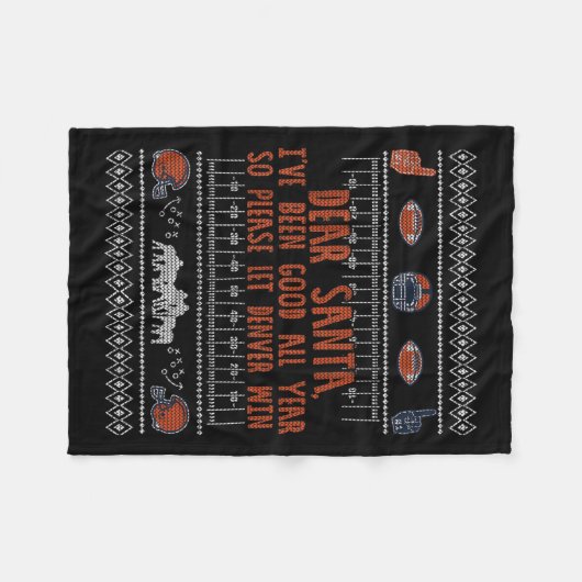 Santa Ugly Christmas Sweater Denver Football Funny Fleecedecke (Vorderseite (Horizontal))