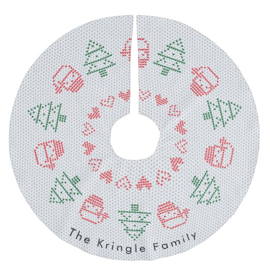 Santa Ugly Christmas Sweater Polyester Weihnachtsbaumdecke (Vorderseite)