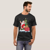 Santa Ugly Christmas Tree Lights Affentier T-Shirt (Vorne ganz)